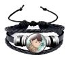 1 Pcs Fashion Anime Haikyuu Volleyball Boys Hand woven Adjustable Leather Bracelet Glass Bangle Wristband Men 3 - Haikyuu Store