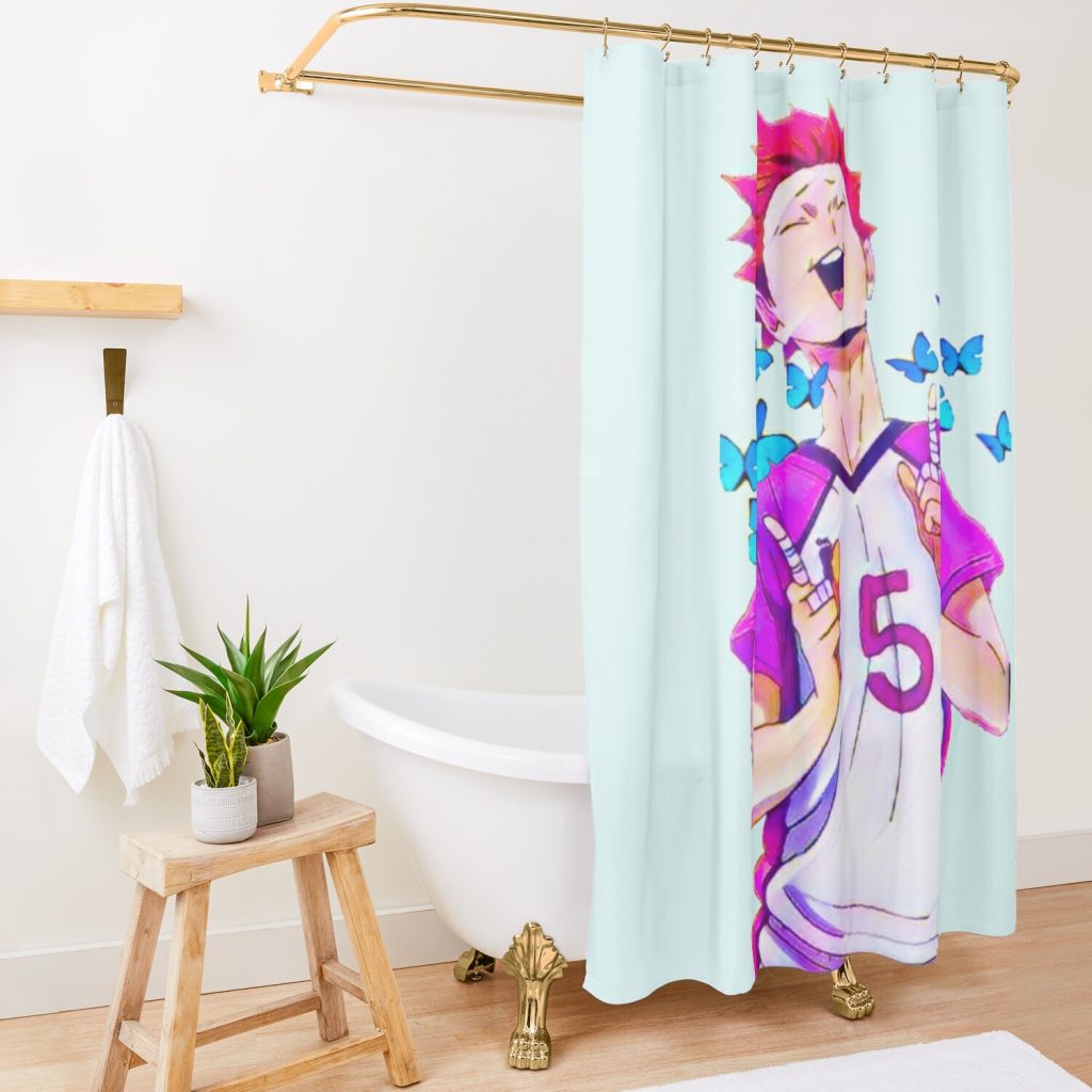 Tendou Satori Blue Butterfly Haikyuu Shower Curtain Official Haikyuu Merch